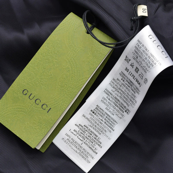 New and unused GUCCI Gucci Tweed Jacket 741095 Navy GG Logo Size 50 Wool Used 4a000344