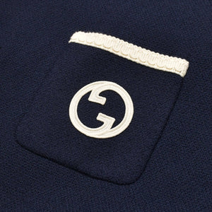 New and unused GUCCI Gucci Tweed Jacket 741095 Navy GG Logo Size 50 Wool Used 4a000344