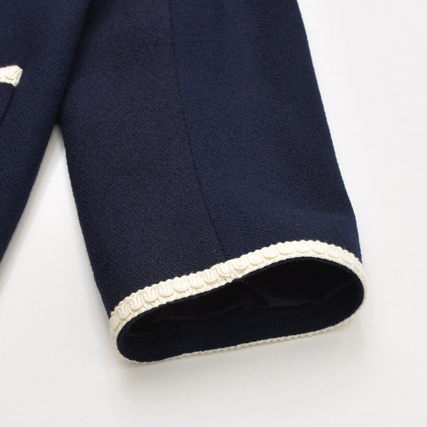 New and unused GUCCI Gucci Tweed Jacket 741095 Navy GG Logo Size 50 Wool Used 4a000344