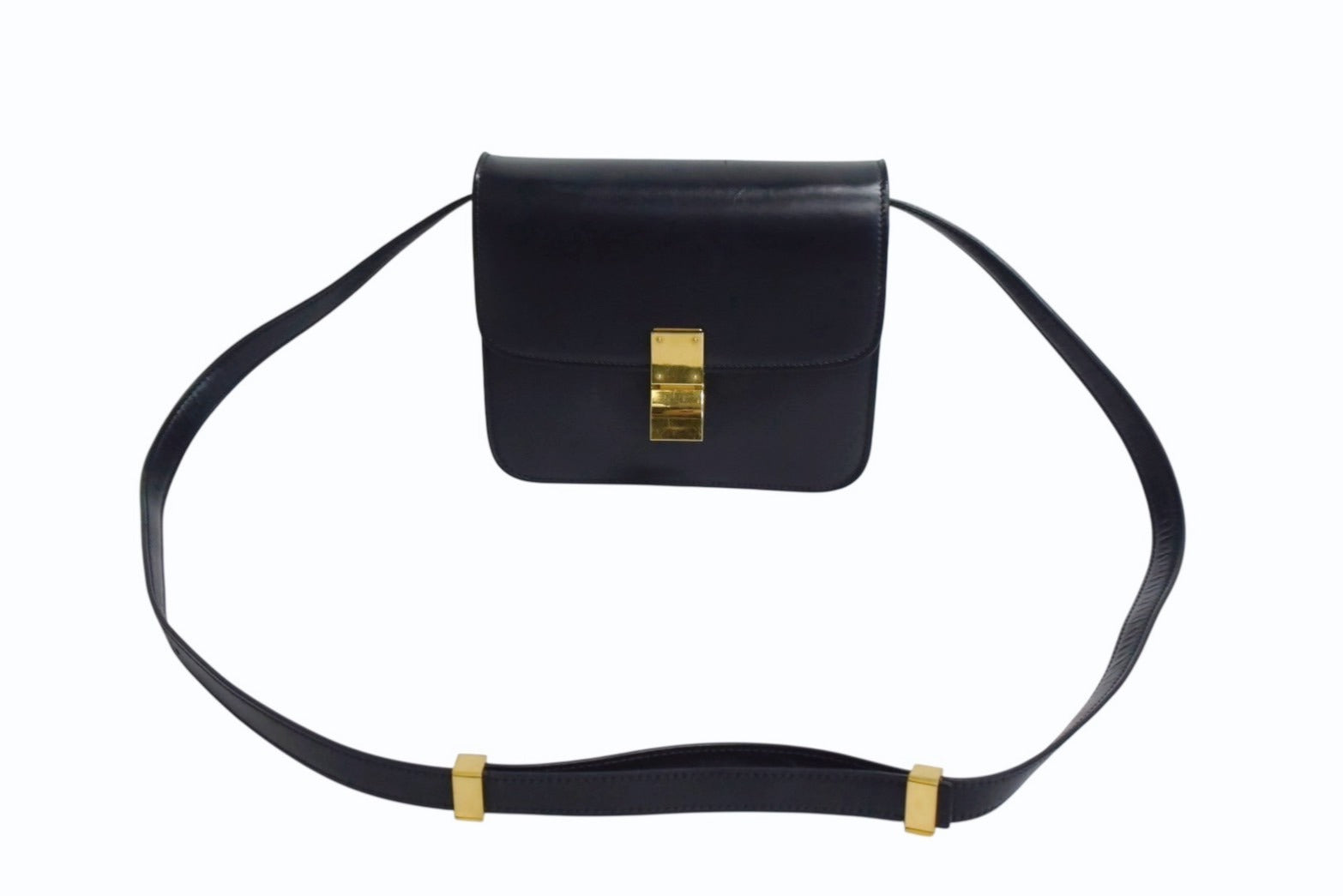 ◇美品◇セリーヌ　クラシックボックスミディアム　キャメル　旧ロゴ　ゴールド金具 CELINE Logo Gancini Leather Box Shoulder bag Camel Vintage Old