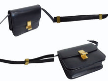 画像をギャラリービューアに読み込む, CELINE セリーヌ ショルダーバッグ クラシックボックス ミディアム 189173DLS カーフスキン ブラック ゴールド金具 美品 中古 4b003438