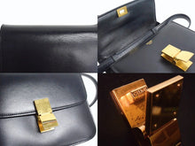 画像をギャラリービューアに読み込む, CELINE セリーヌ ショルダーバッグ クラシックボックス ミディアム 189173DLS カーフスキン ブラック ゴールド金具 美品 中古 4b003438