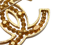 Load image into Gallery viewer, CHANEL シャネル ブローチ 重量約20.1g ココマーク ラインストーン 02A刻印 ゴールド クリア メタル ラインストーン 美品 中古 4b000370