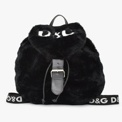 DOLCE & GABBANA Dolce & Gabbana Faux Fur Rucksack Black Good Condition Used 4a000371