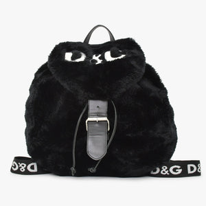 DOLCE & GABBANA Dolce & Gabbana Faux Fur Rucksack Black Good Condition Used 4a000371