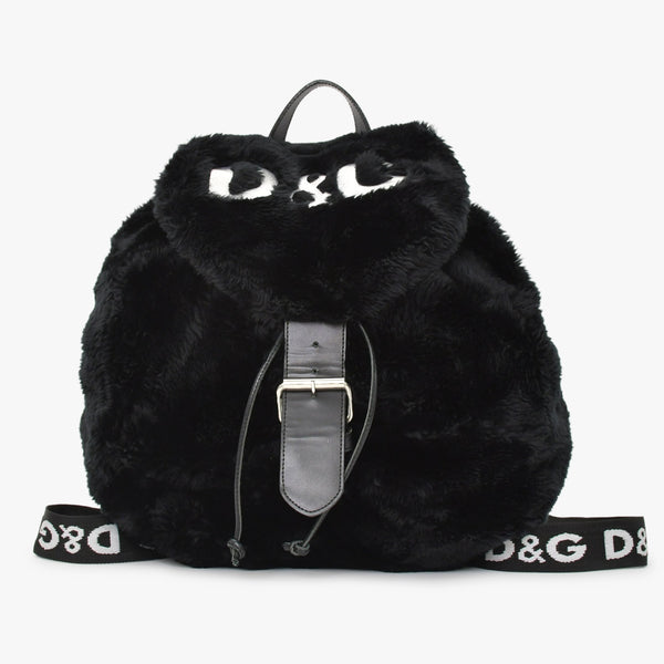 DOLCE & GABBANA Dolce & Gabbana Faux Fur Rucksack Black Good Condition Used 4a000371