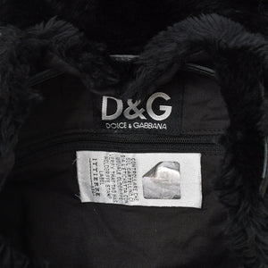 DOLCE & GABBANA Dolce & Gabbana Faux Fur Rucksack Black Good Condition Used 4a000371
