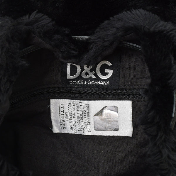 DOLCE & GABBANA Dolce & Gabbana Faux Fur Rucksack Black Good Condition Used 4a000371