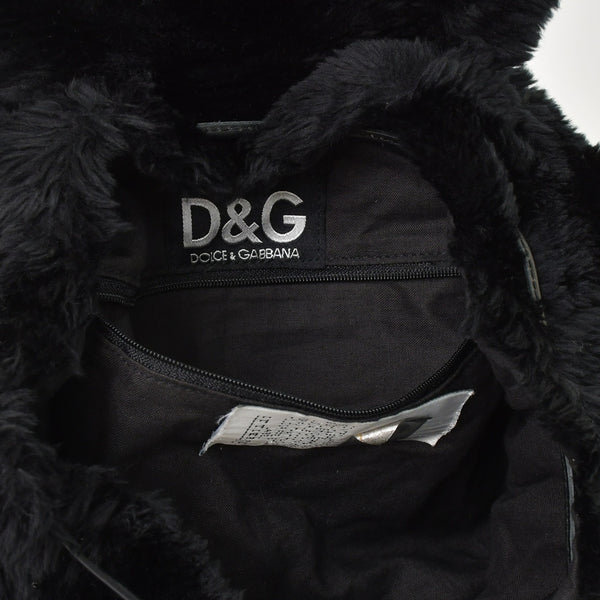 DOLCE & GABBANA Dolce & Gabbana Faux Fur Rucksack Black Good Condition Used 4a000371