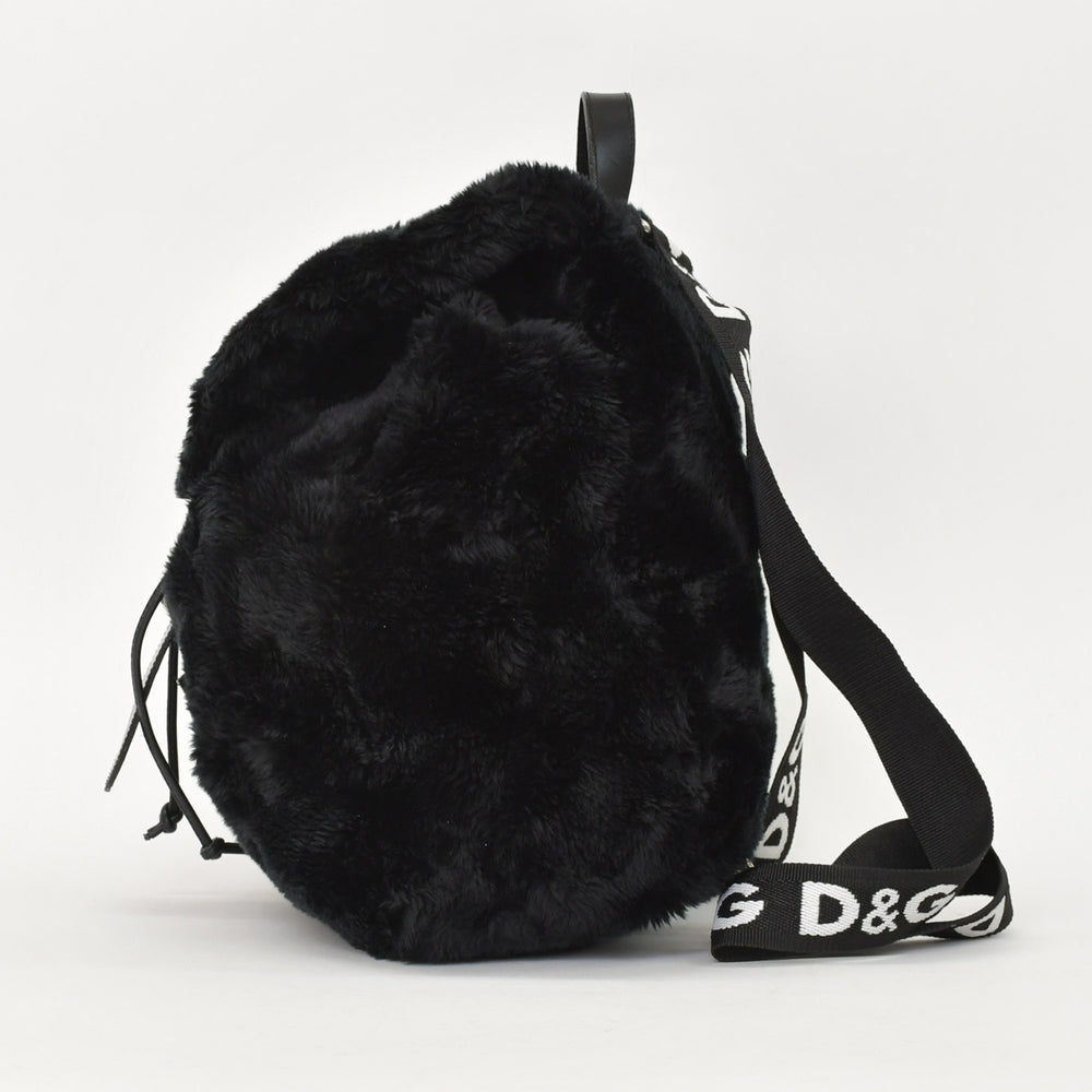 DOLCE＆GABBANA ドルチェ＆ガッバーナ フェイクファー リュックサック ブラック 美品 中古 4a000371