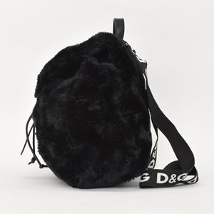 DOLCE & GABBANA Dolce & Gabbana Faux Fur Rucksack Black Good Condition Used 4a000371