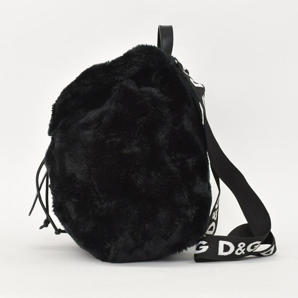 DOLCE & GABBANA Dolce & Gabbana Faux Fur Rucksack Black Good Condition Used 4a000371