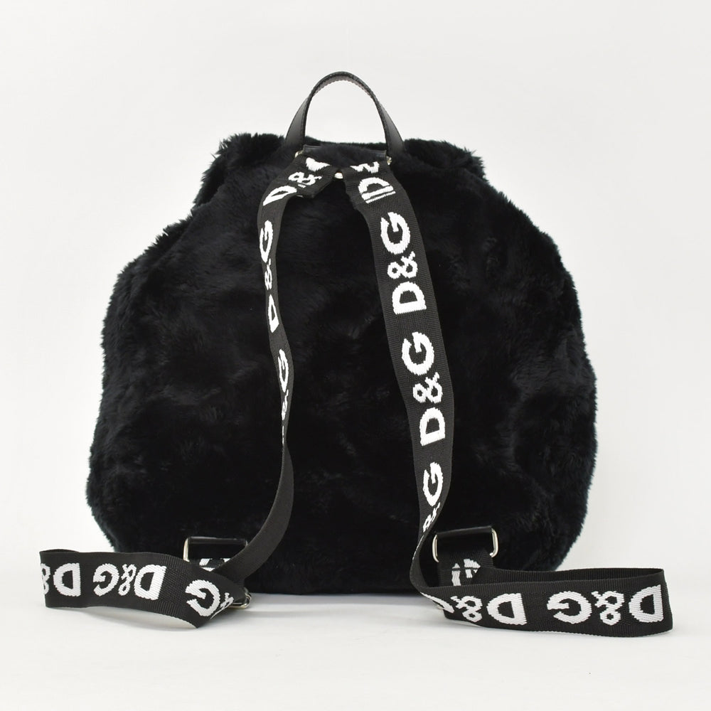 DOLCE & GABBANA Dolce & Gabbana Faux Fur Rucksack Black Good Condition Used 4a000371