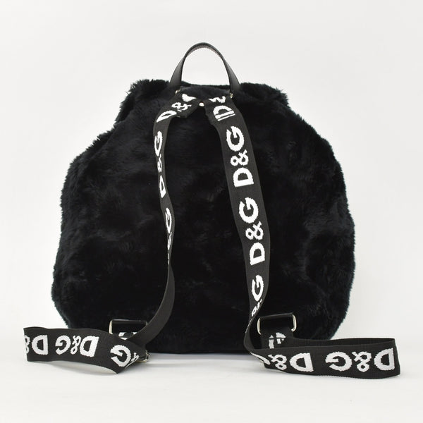 DOLCE & GABBANA Dolce & Gabbana Faux Fur Rucksack Black Good Condition Used 4a000371