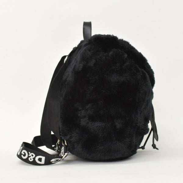 DOLCE & GABBANA Dolce & Gabbana Faux Fur Rucksack Black Good Condition Used 4a000371
