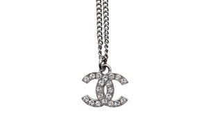CHANEL Necklace Coco Mark Weight approx. 5.0g Total length approx. 47.5cm Rhinestone Metal Silver Good Condition Used 4b000372