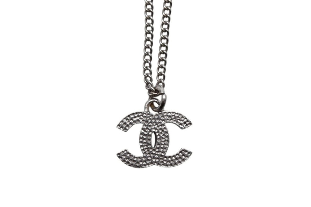 CHANEL Necklace Coco Mark Weight approx. 5.0g Total length approx. 47.5cm Rhinestone Metal Silver Good Condition Used 4b000372