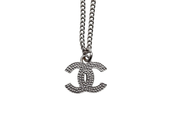 CHANEL Necklace Coco Mark Weight approx. 5.0g Total length approx. 47.5cm Rhinestone Metal Silver Good Condition Used 4b000372