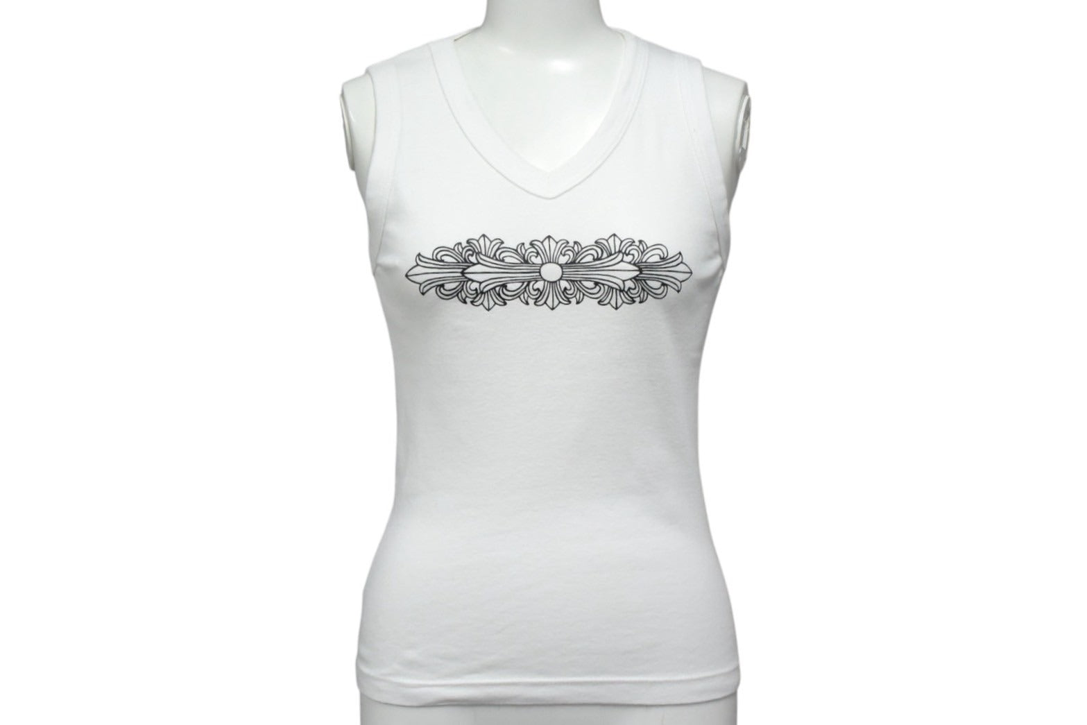 クロムハーツ白タンクトップ OLD フローラルプリント レディース