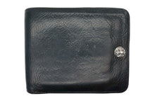 画像をギャラリービューアに読み込む, CHROME HEARTS クロムハーツ 1スナップ クロスボタン ウォレット 二つ折り財布 レザー シルバー925 ブラック 良品 中古 4b000471