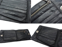 画像をギャラリービューアに読み込む, CHROME HEARTS クロムハーツ 1スナップ クロスボタン ウォレット 二つ折り財布 レザー シルバー925 ブラック 良品 中古 4b000471