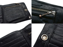 画像をギャラリービューアに読み込む, CHROME HEARTS クロムハーツ 1スナップ クロスボタン ウォレット 二つ折り財布 レザー シルバー925 ブラック 良品 中古 4b000471