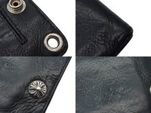 画像をギャラリービューアに読み込む, CHROME HEARTS クロムハーツ 1スナップ クロスボタン ウォレット 二つ折り財布 レザー シルバー925 ブラック 良品 中古 4b000471
