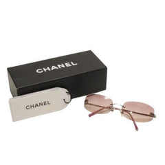 極美品 CHANEL シャネル リムレス サングラス アイウェア 4002 c.124/58 サイズ57□19 130 ココマーク ピンク グラデーション 中古 4a000490