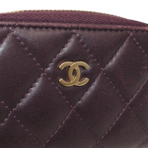 CHANEL シャネル クラシック ジップコインパース 小銭入れ 22番台 ココマーク ラムスキン パープル 美品 中古 4a000469