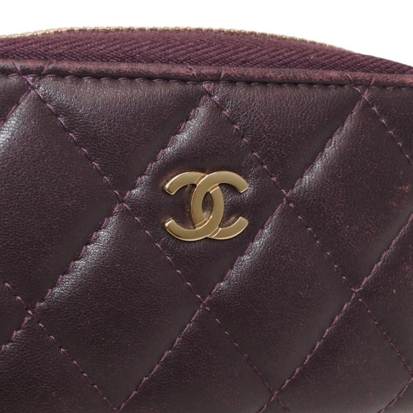 CHANEL シャネル クラシック ジップコインパース 小銭入れ 22番台 ココマーク ラムスキン パープル 美品 中古 4a000469
