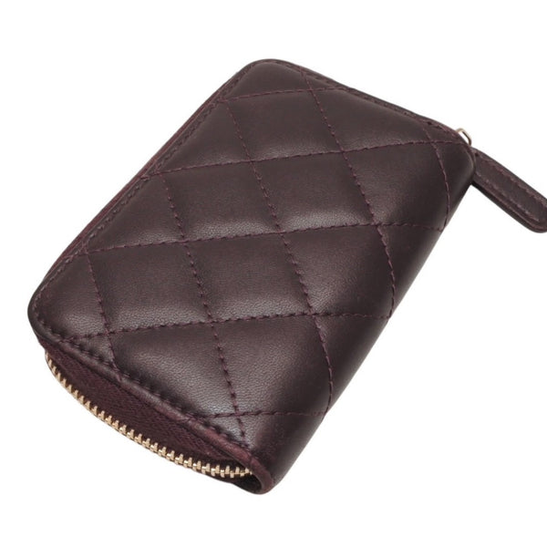 CHANEL シャネル クラシック ジップコインパース 小銭入れ 22番台 ココマーク ラムスキン パープル 美品 中古 4a000469