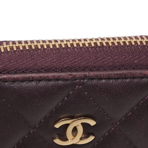 CHANEL シャネル クラシック ジップコインパース 小銭入れ 22番台 ココマーク ラムスキン パープル 美品 中古 4a000469