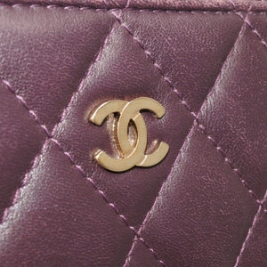 CHANEL シャネル クラシック ジップコインパース 小銭入れ 22番台 ココマーク ラムスキン パープル 美品 中古 4a000469