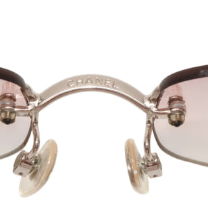 極美品 CHANEL シャネル リムレス サングラス アイウェア 4002 c.124/58 サイズ57□19 130 ココマーク ピンク グラデーション 中古 4a000490