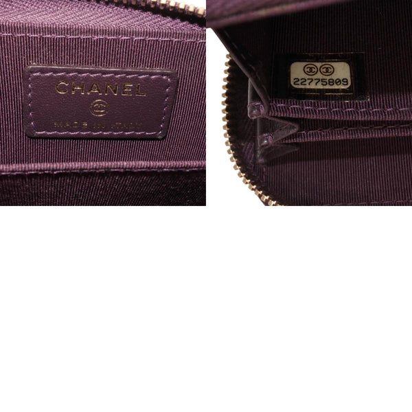 CHANEL シャネル クラシック ジップコインパース 小銭入れ 22番台 ココマーク ラムスキン パープル 美品 中古 4a000469