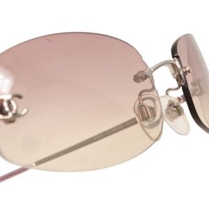 極美品 CHANEL シャネル リムレス サングラス アイウェア 4002 c.124/58 サイズ57□19 130 ココマーク ピンク グラデーション 中古 4a000490