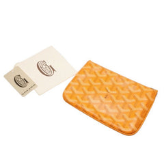 Very Good Condition GOYARD Sena Mini Pouch SENAT2MINTY09CL09P Leather PVC Yellow Silver Hardware Used 4a000708