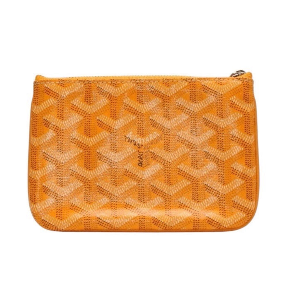 極美品 GOYARD ゴヤール セナ ミニ ポーチ SENAT2MINTY09CL09P レザー PVC イエロー シルバー金具 中古 4a000708