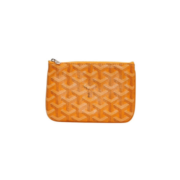 Very Good Condition GOYARD Sena Mini Pouch SENAT2MINTY09CL09P Leather PVC Yellow Silver Hardware Used 4a000708