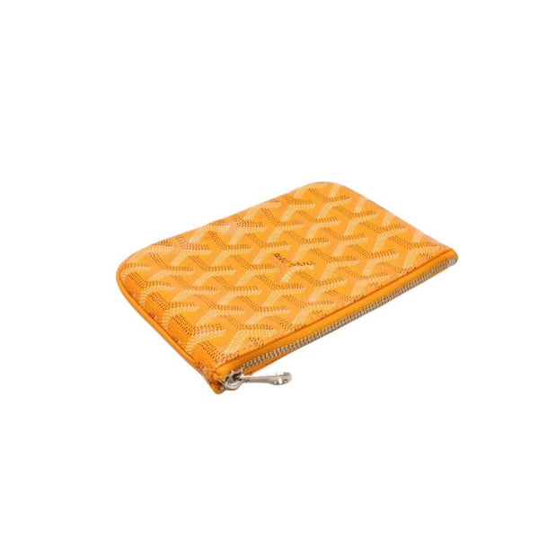 Very Good Condition GOYARD Sena Mini Pouch SENAT2MINTY09CL09P Leather PVC Yellow Silver Hardware Used 4a000708
