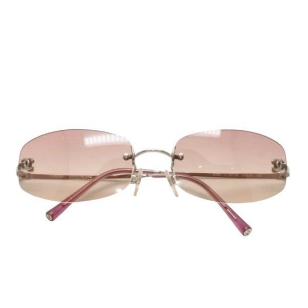 極美品 CHANEL シャネル リムレス サングラス アイウェア 4002 c.124/58 サイズ57□19 130 ココマーク ピンク グラデーション 中古 4a000490