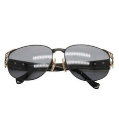Very Good Condition YVES SAINT LAURENT Yves Saint Laurent Sunglasses Eyewear 31-4703 Black Gold Acetate Plastic Used 4a000523