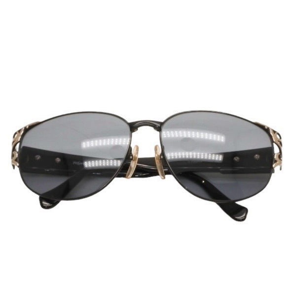 Very Good Condition YVES SAINT LAURENT Yves Saint Laurent Sunglasses Eyewear 31-4703 Black Gold Acetate Plastic Used 4a000523