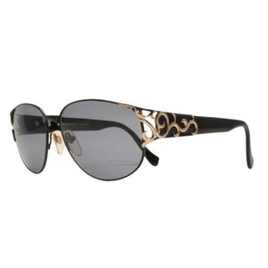 Very Good Condition YVES SAINT LAURENT Yves Saint Laurent Sunglasses Eyewear 31-4703 Black Gold Acetate Plastic Used 4a000523