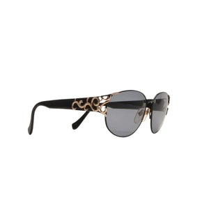 Very Good Condition YVES SAINT LAURENT Yves Saint Laurent Sunglasses Eyewear 31-4703 Black Gold Acetate Plastic Used 4a000523