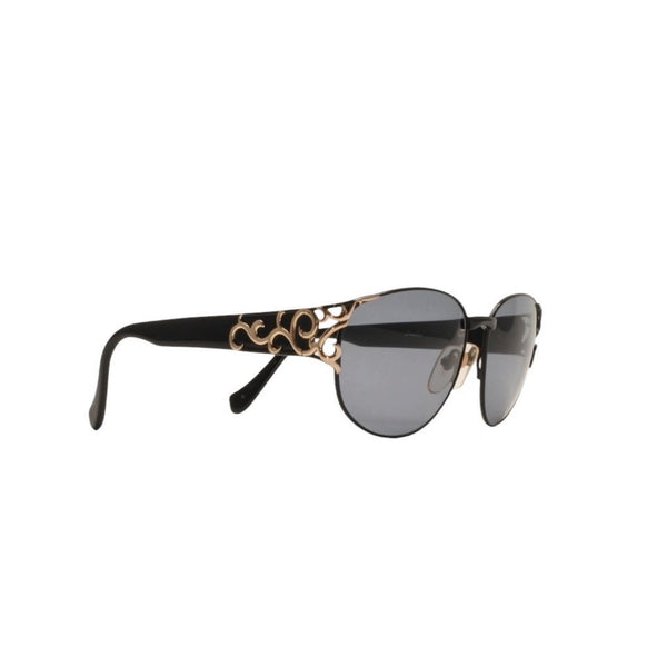 Very Good Condition YVES SAINT LAURENT Yves Saint Laurent Sunglasses Eyewear 31-4703 Black Gold Acetate Plastic Used 4a000523
