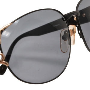 Very Good Condition YVES SAINT LAURENT Yves Saint Laurent Sunglasses Eyewear 31-4703 Black Gold Acetate Plastic Used 4a000523