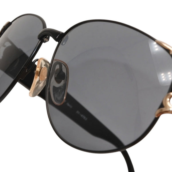 Very Good Condition YVES SAINT LAURENT Yves Saint Laurent Sunglasses Eyewear 31-4703 Black Gold Acetate Plastic Used 4a000523