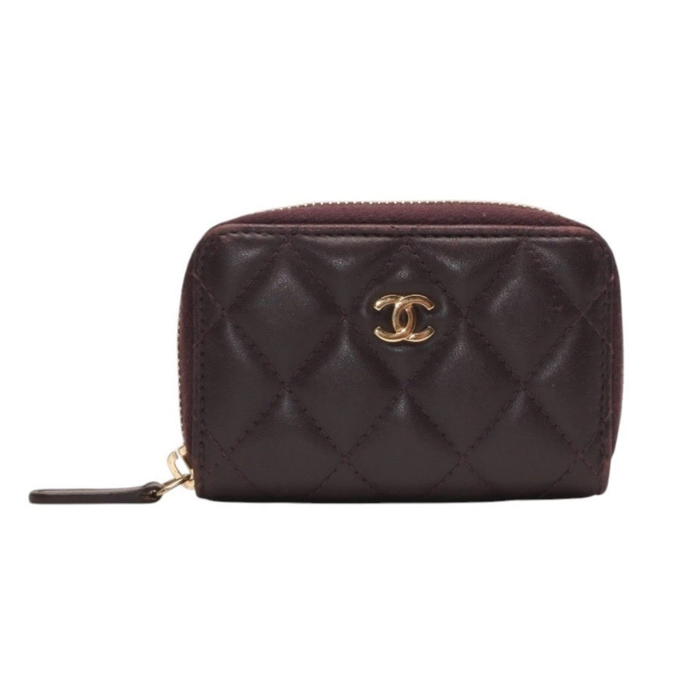 CHANEL シャネル クラシック ジップコインパース 小銭入れ 22番台 ココマーク ラムスキン パープル 美品 中古 4a000469
