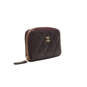CHANEL シャネル クラシック ジップコインパース 小銭入れ 22番台 ココマーク ラムスキン パープル 美品 中古 4a000469